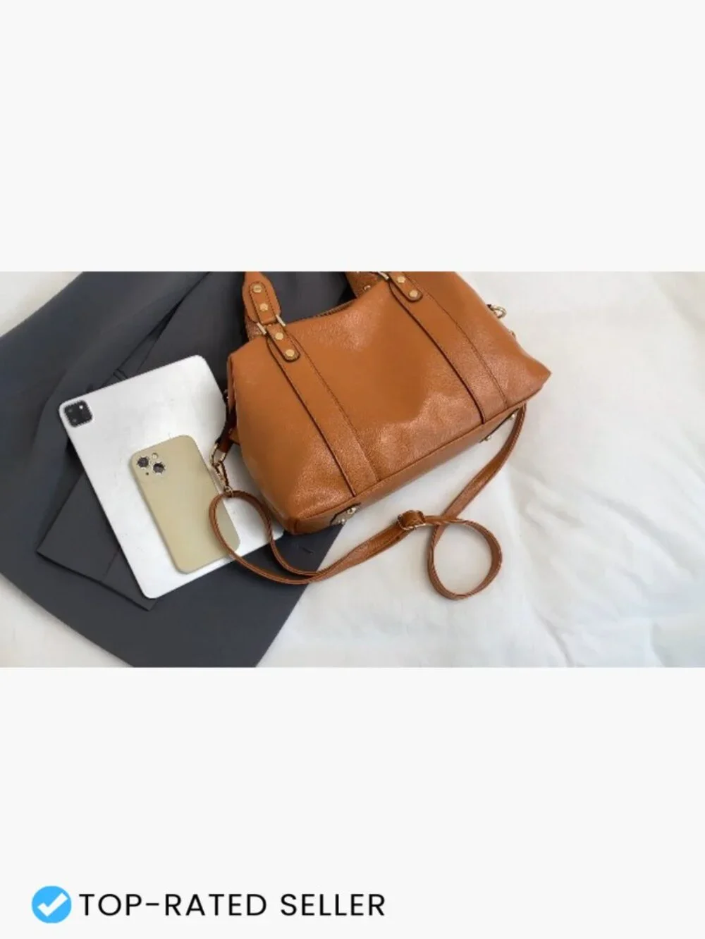 Vegan Leather Tote Satchel Large Travel Handbag with Compartments Adjustable